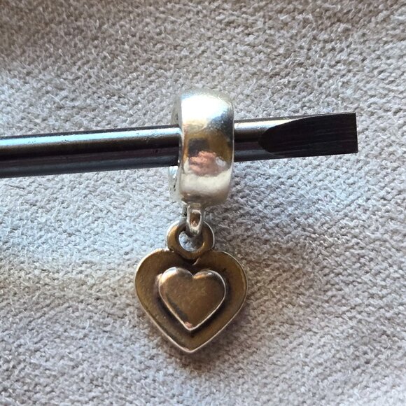 Heart on Heart Pandora Charm in Sterling Silver - Picture 3 of 6